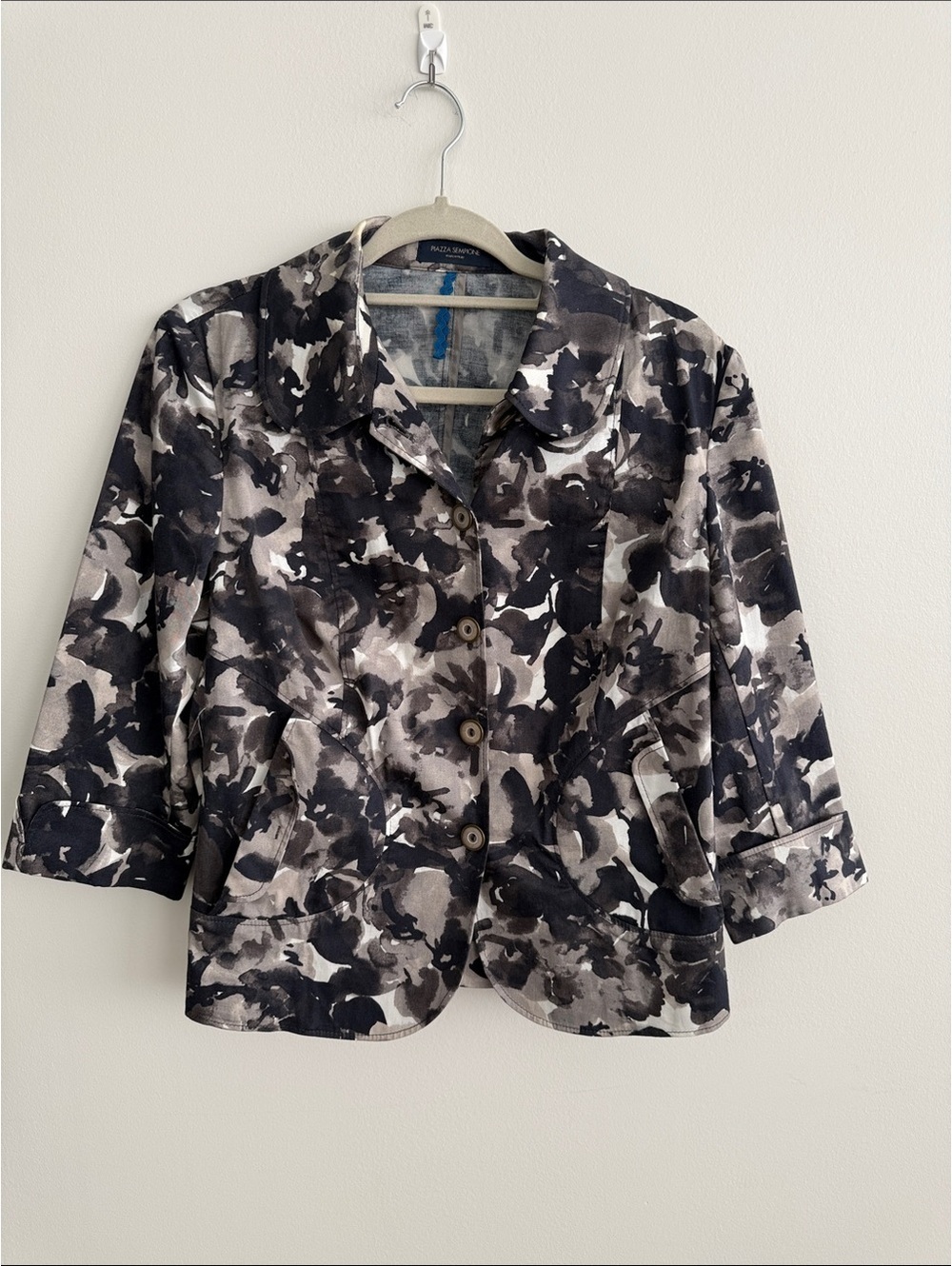 Piazza Sempione Watercolor-Print Cropped Blazer
